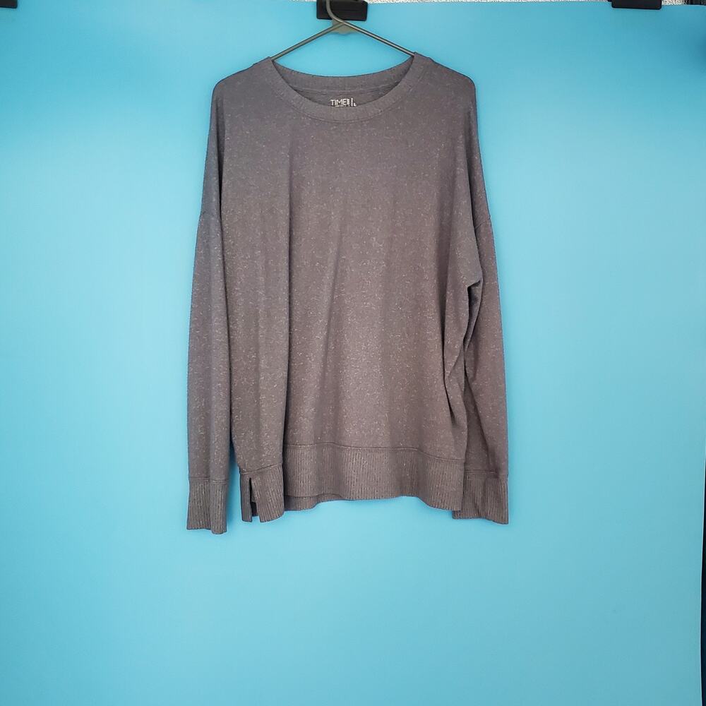 Time And Tru Sweater Size Large Gray Knit Long Sleeve